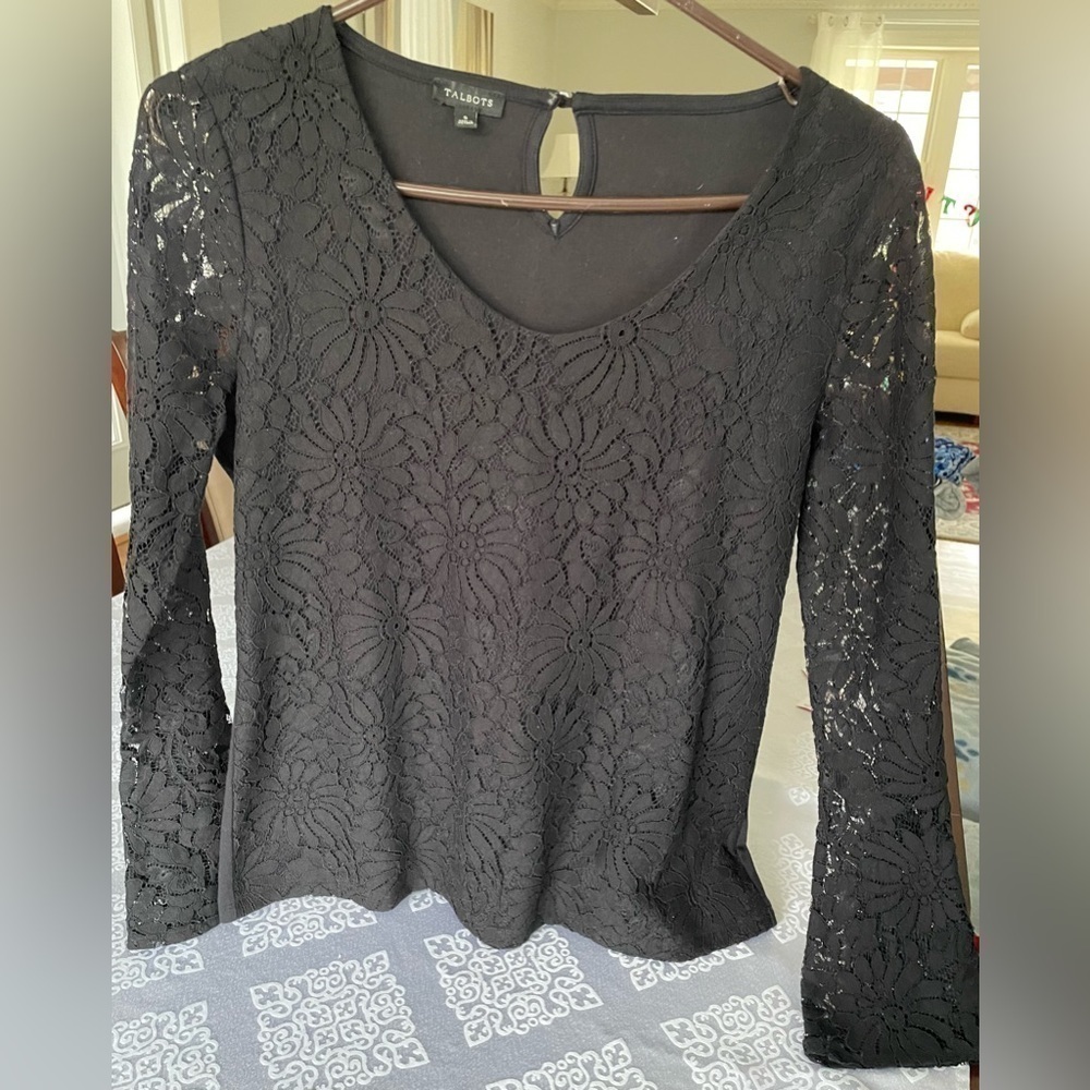 Talbots black Lace top .